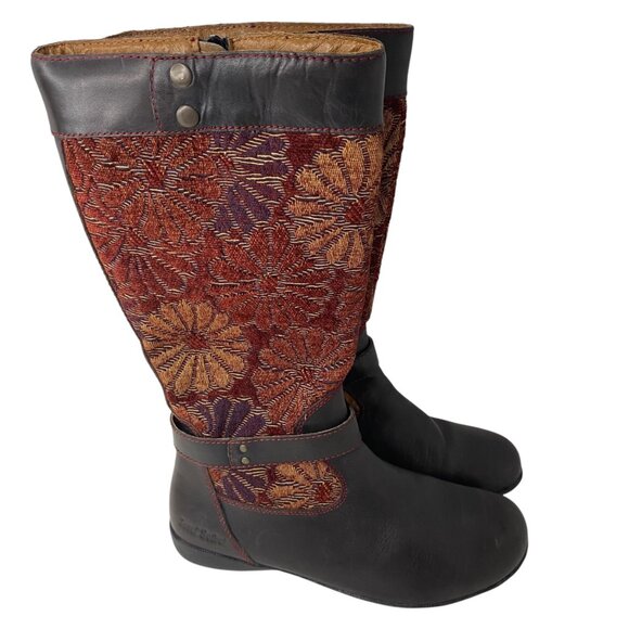 Joseph Seibel Leather Floral Tapestry Knee-High Womens Boots Size 36 - Picture 3 of 10
